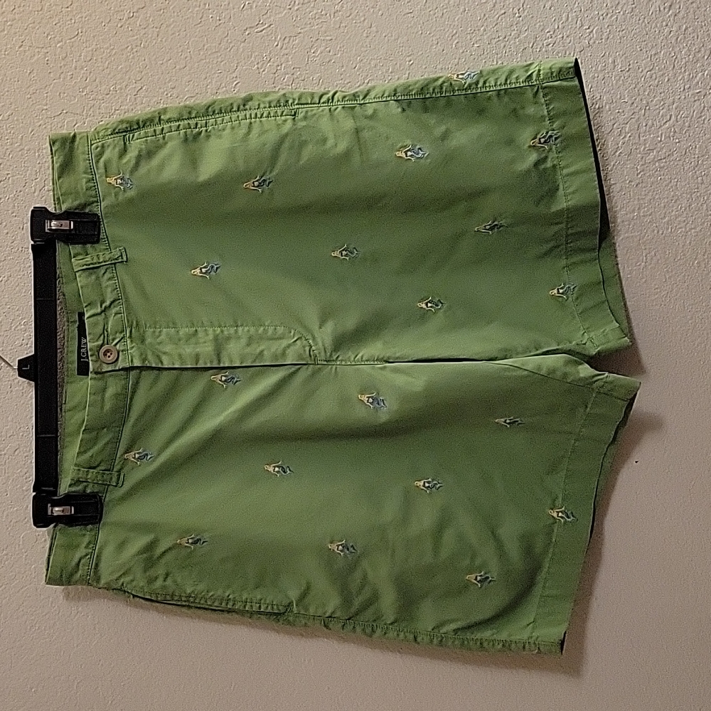 J. Crew Flat Front Shorts - Green - 33w - Picture 1 of 13